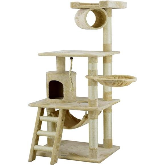 Classic Cat Tree Faux Fur Finish Sisal Rope Scratcher, 62